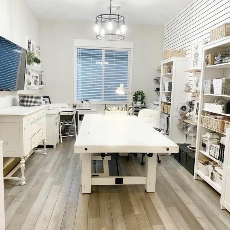 White and Neutral Home Office Design