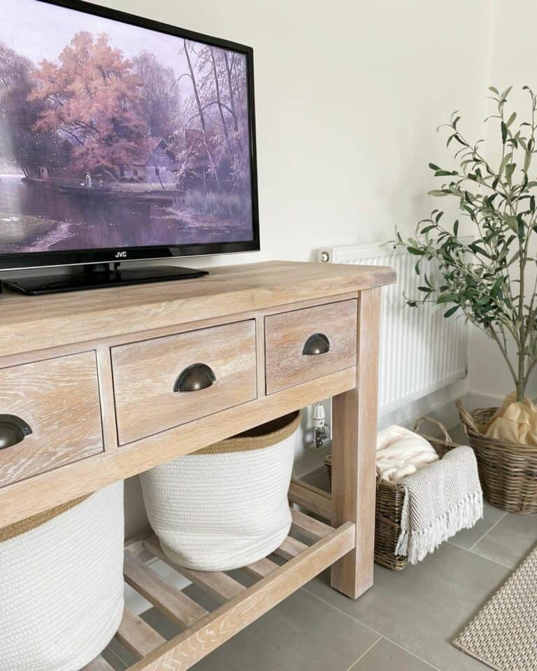 Storage Baskets on Grey Tile Flooring