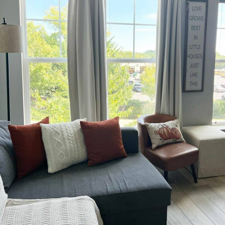 Autumn Colors and Long Grey Drapes