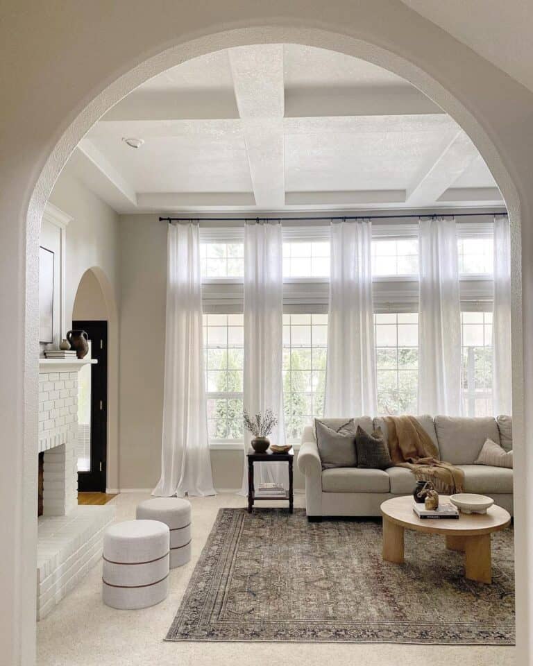 Sheer White Farmhouse Living Room Curtains