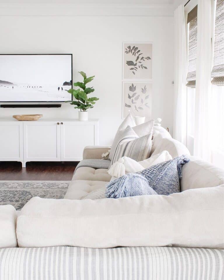 White Farmhouse Living Room Console Table