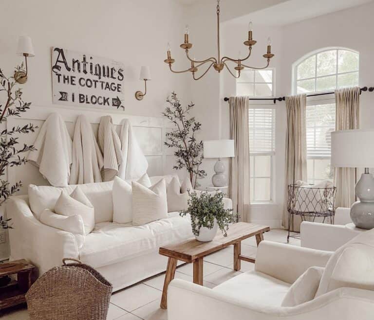 White Floor Living Room with White Couch