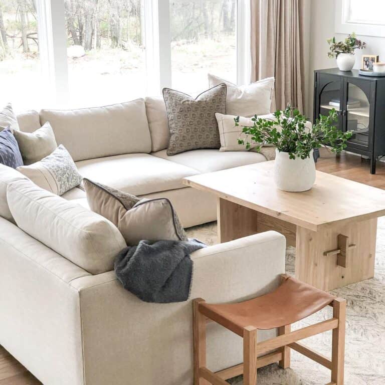 Light Stained Rectangular Coffee Table