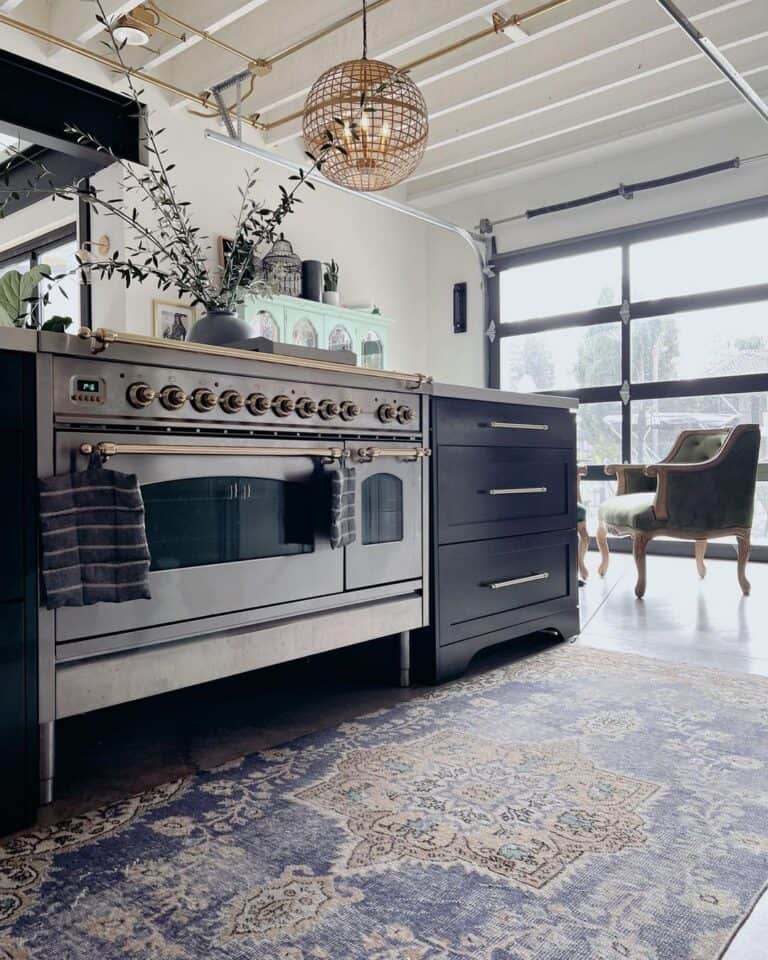 Soft Black Iron Ore Cabinet With Gold Pulls
