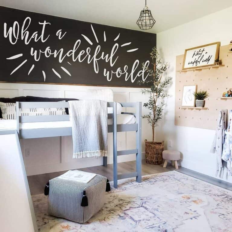 SW Iron Ore Accent Wall with White Wainscoting