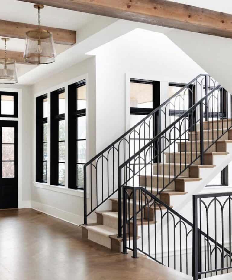 Detailed Wood and Metal Staircase
