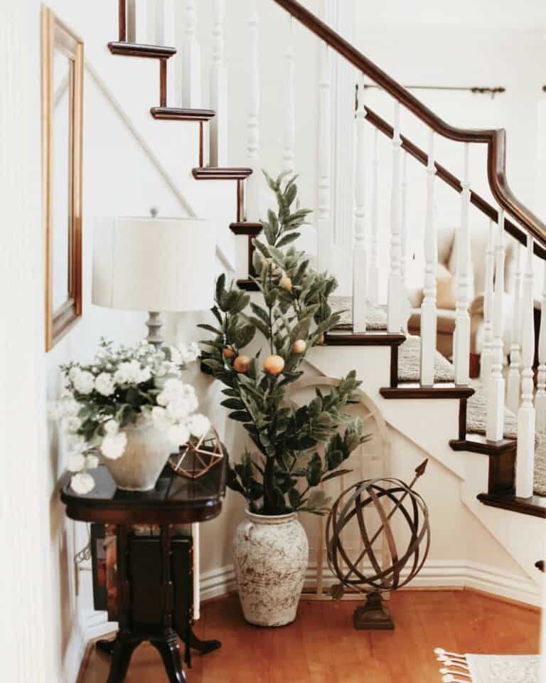Lemon Tree and Off-White Wood Stair Carpet Runners