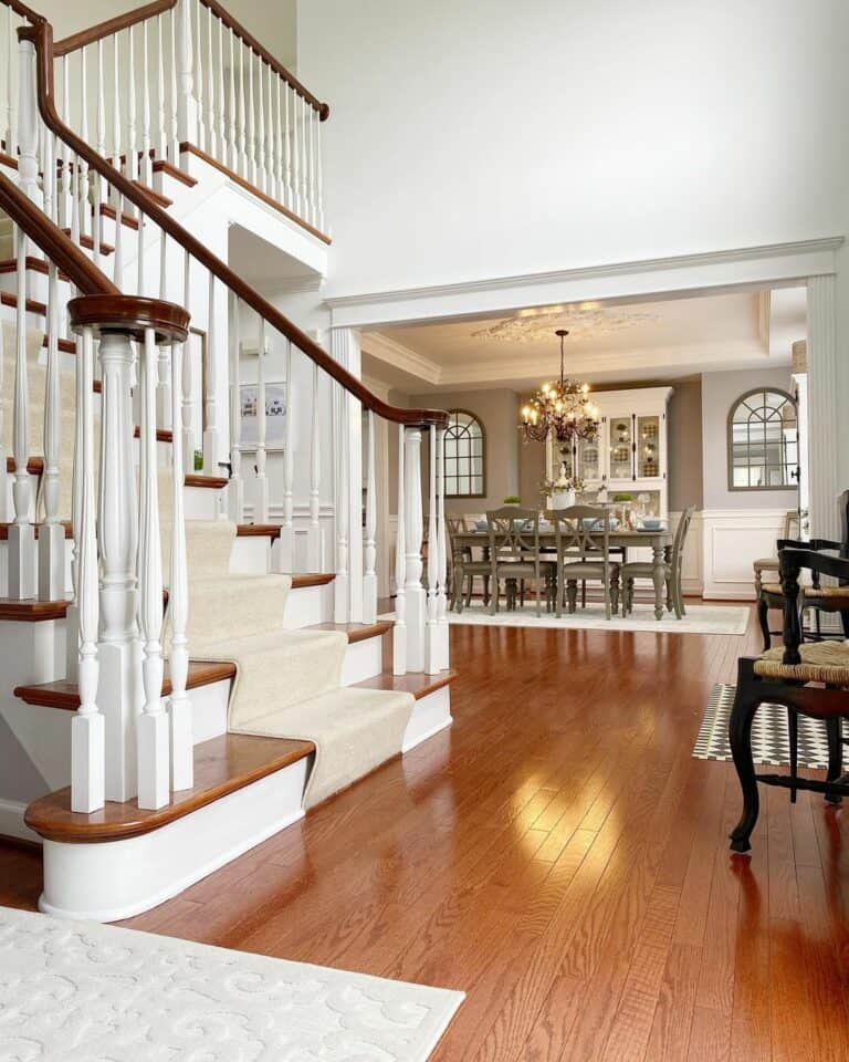 Beautiful White Modern Farmhouse Stair Runner