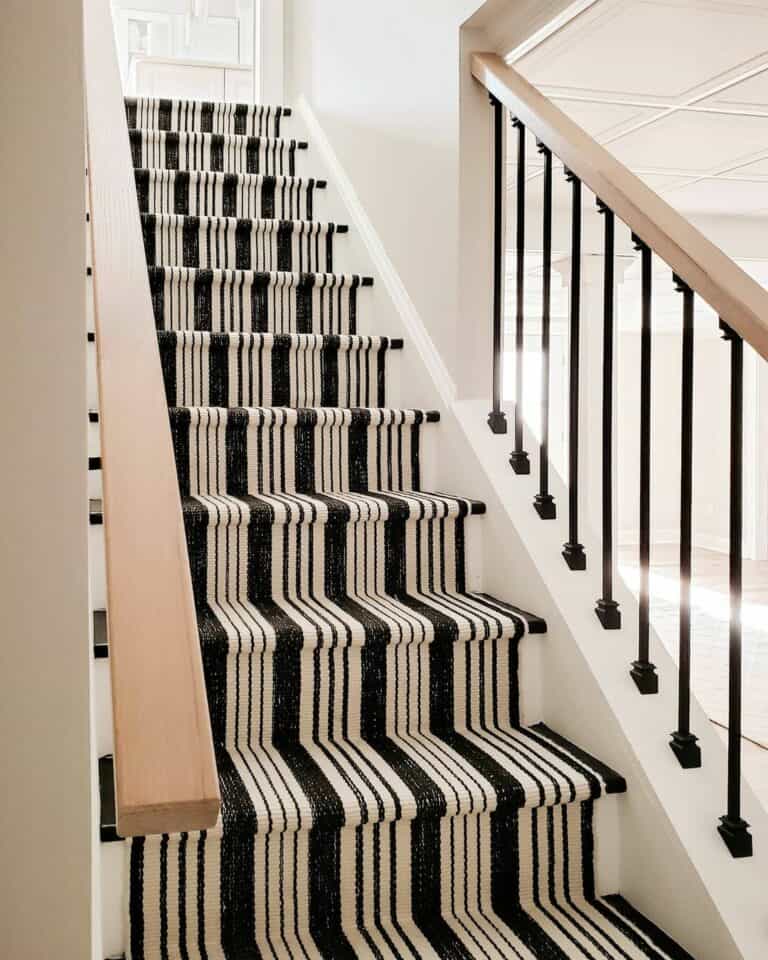 Stylish Black and White Stair Runner