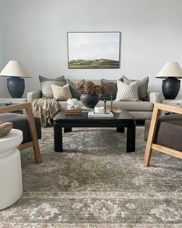 Black Square Coffee Table for Beige Couch