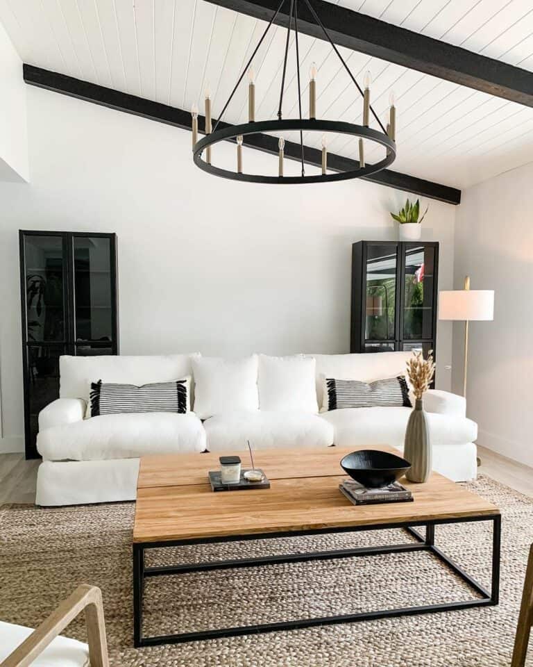 Living Room with Black Display Cabinet Furniture