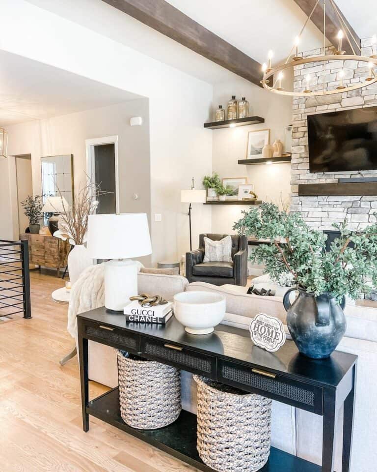 Black Sofa Table for Beige Couch