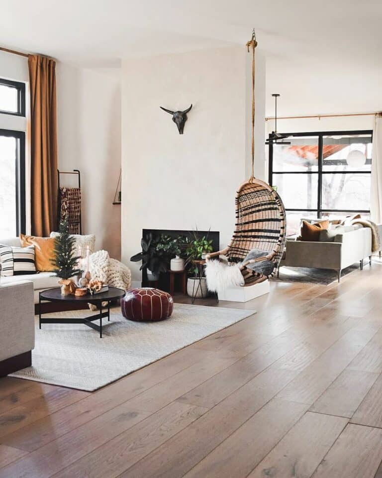 Tan and Black Striped Hanging Chair