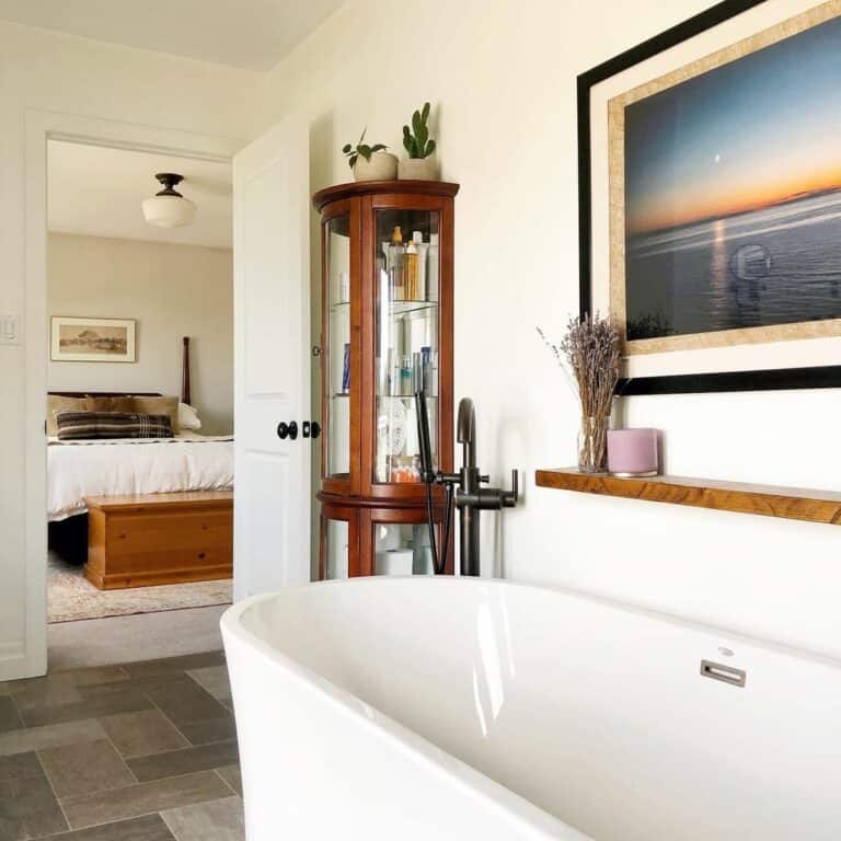 Glass Display Case in Primary Bathroom