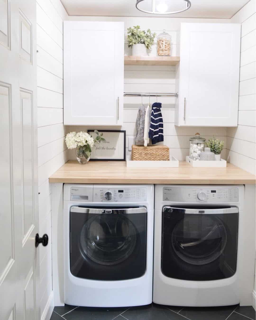 White Laundry Door with Black Doorknob