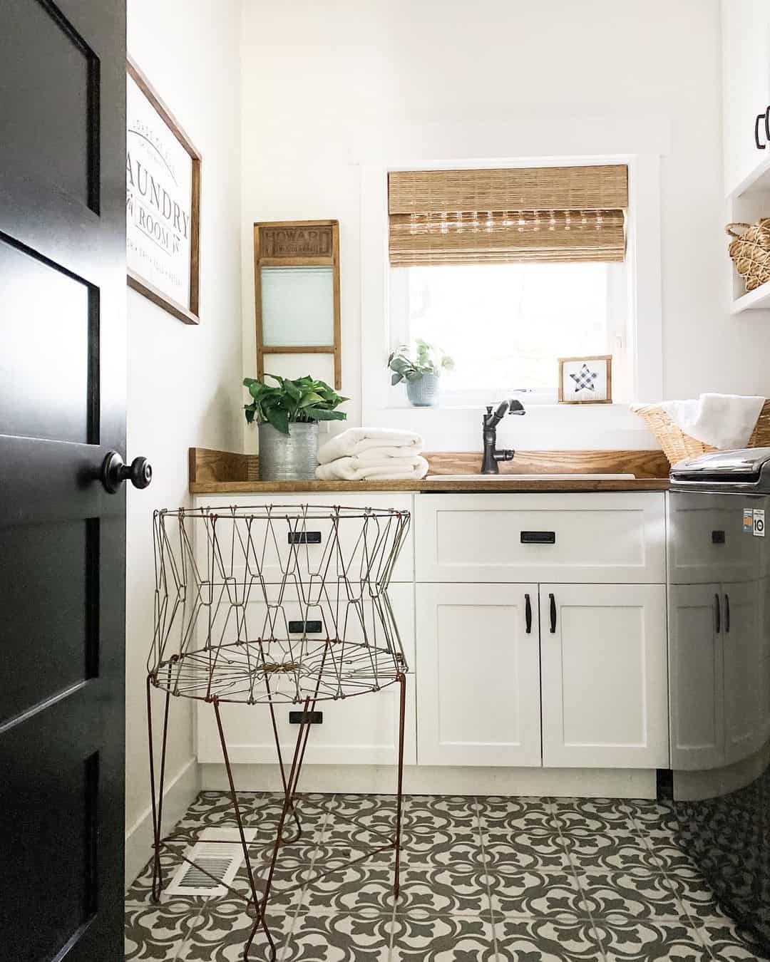 Black Laundry Room Door with Black Knob