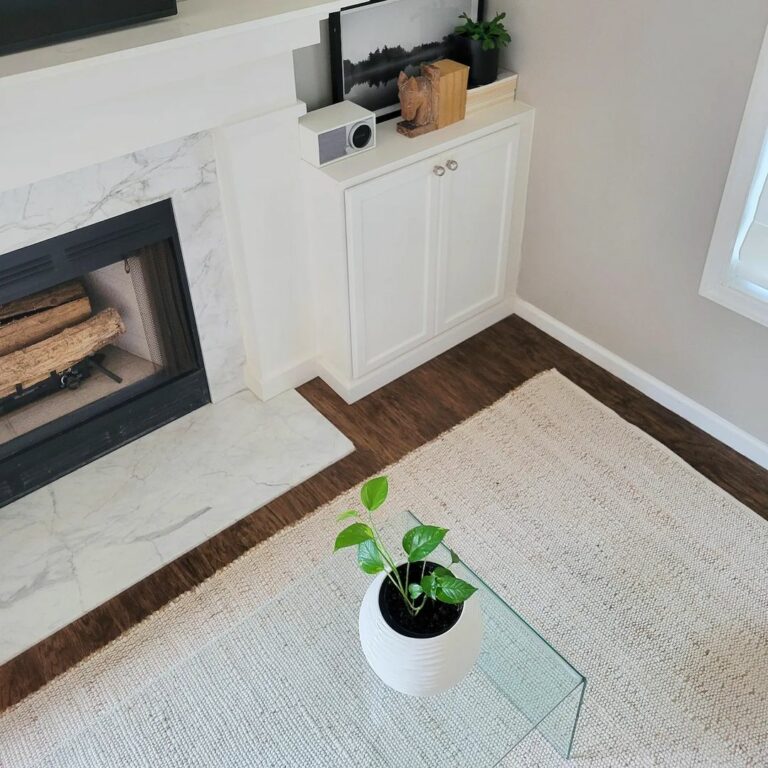 Built-in Cabinets Beside a Fireplace