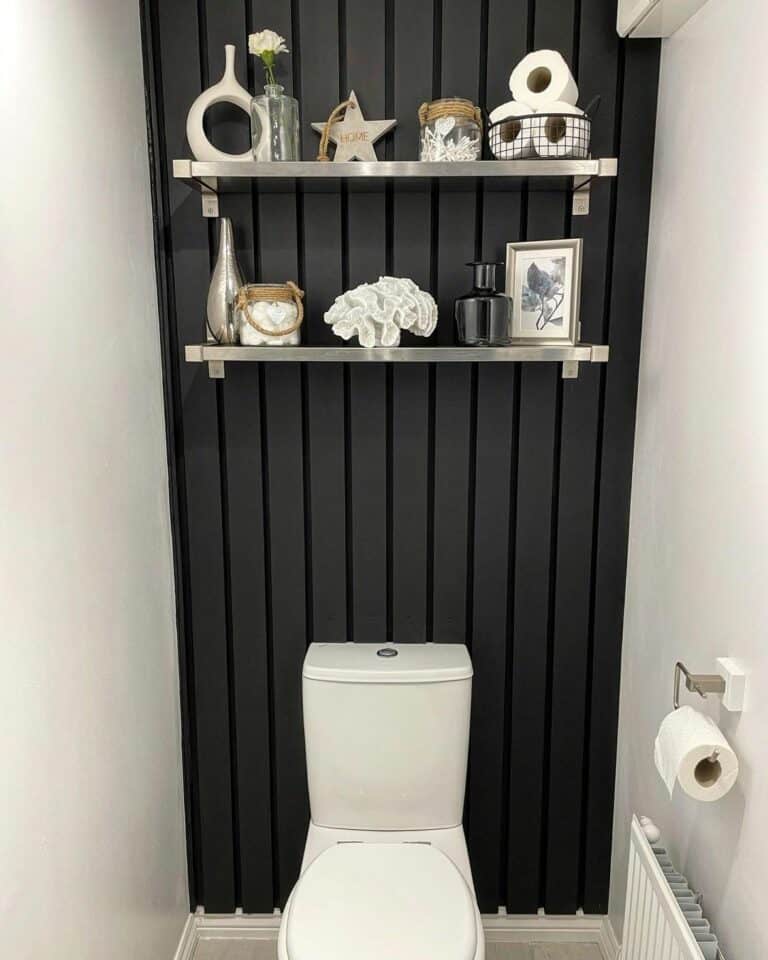 Compact Powder Room Showcases a Bold Contrast