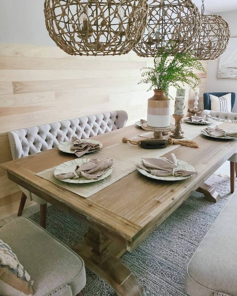 Oversized Lighting To illuminate Neutral Dining Room