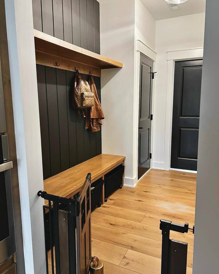 Stylish Mudroom Features Bold Accents
