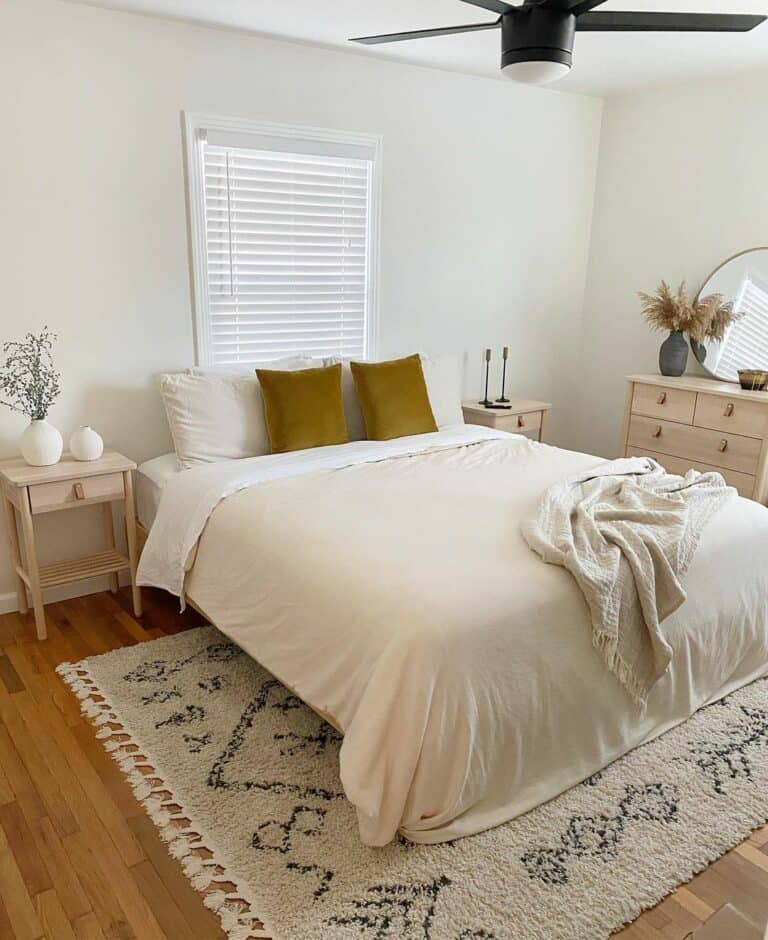Neutral Bedroom With Boho Rug