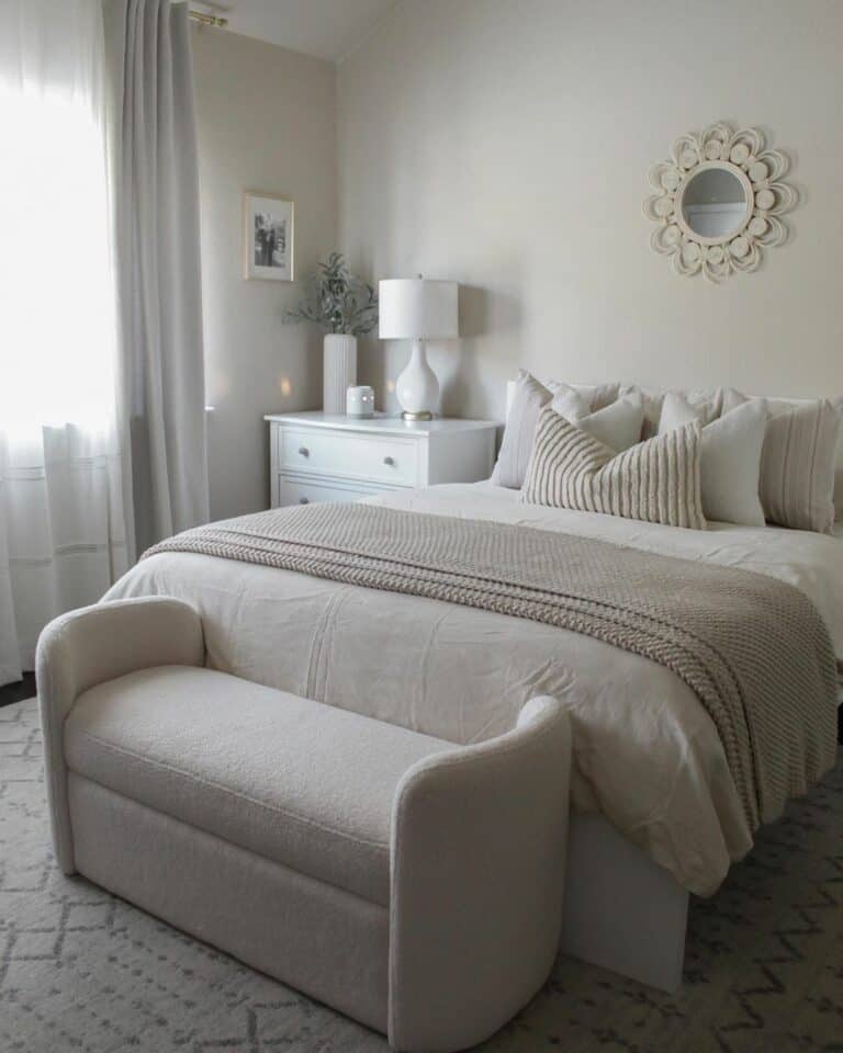 Curved Bench Beside a Bed