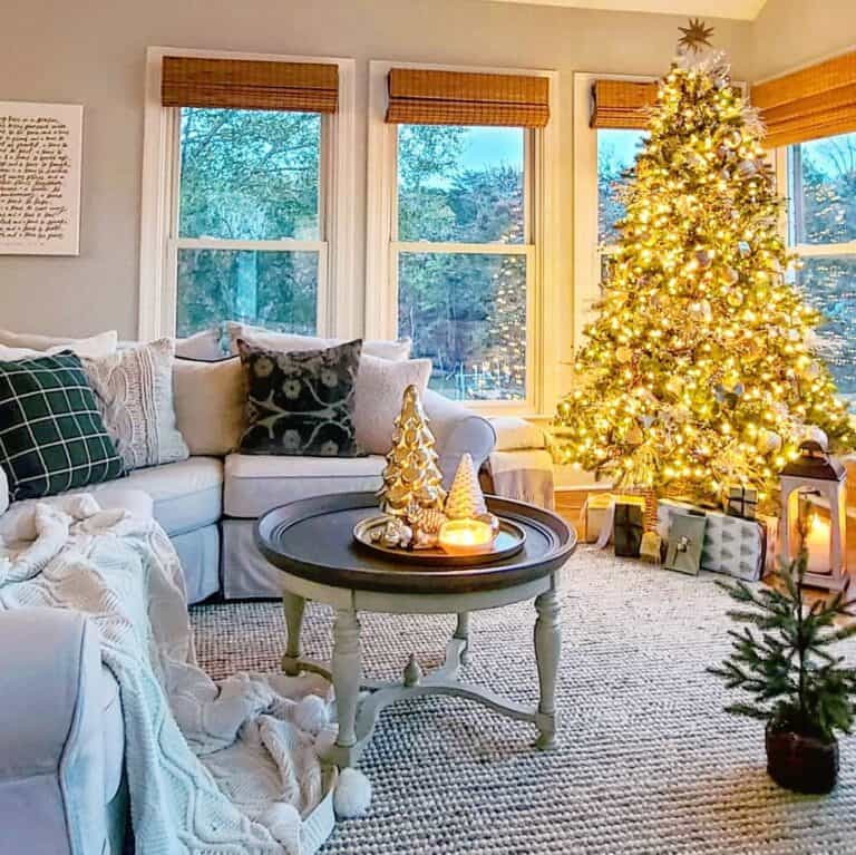 Christmas Tree with Gold Lights