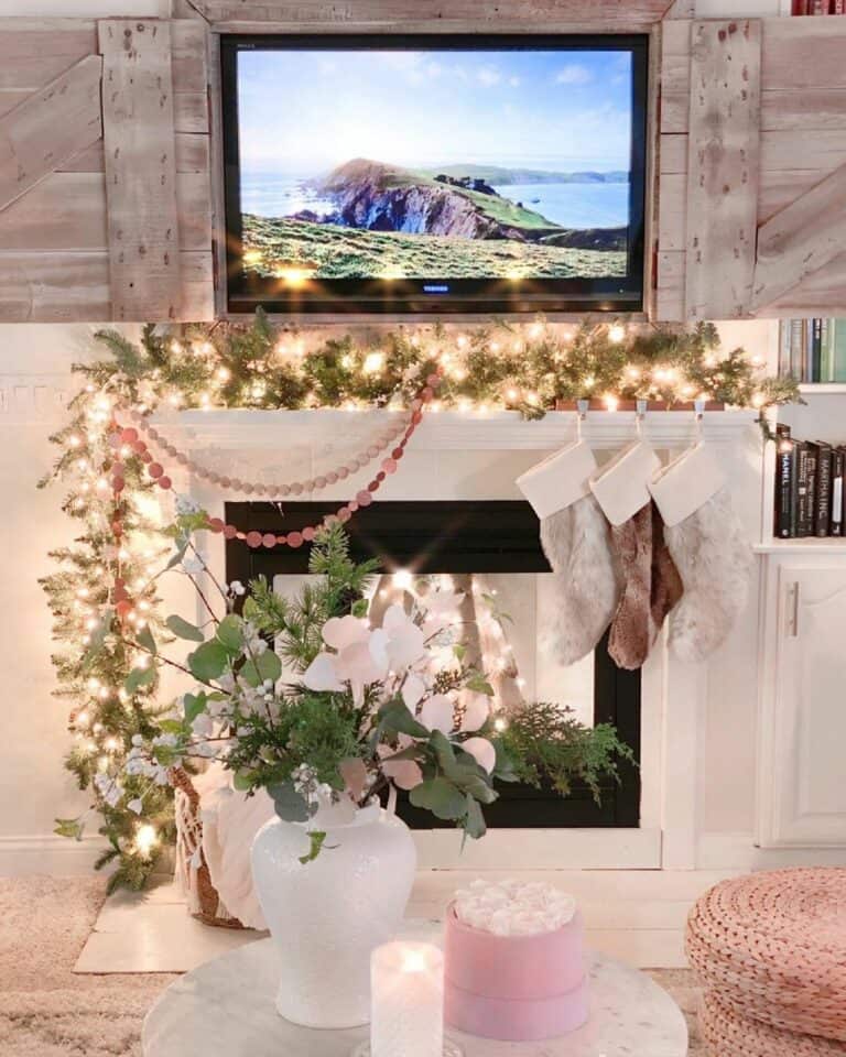 Cozy Fireplace Mantel With Mounted TV
