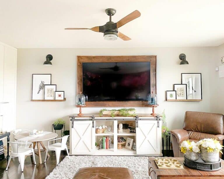 Rustic TV Display With Barn Console Table