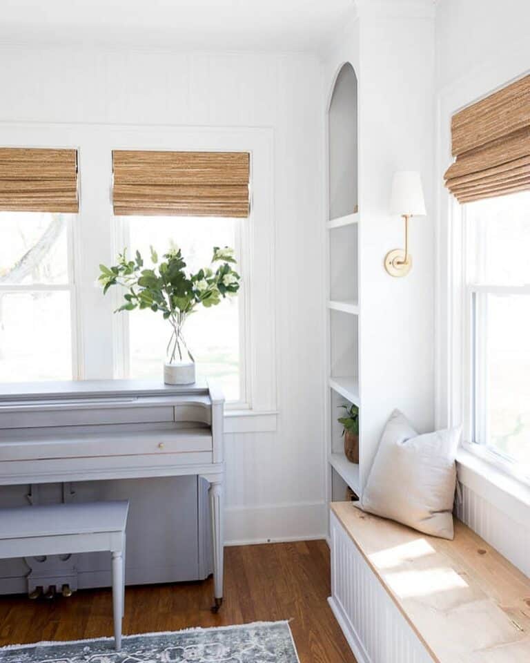 Natural Wood Bench Top With Beadboard Base