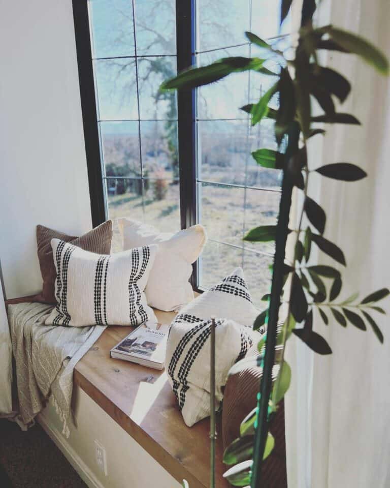 Bay Window With a Wooden Bench