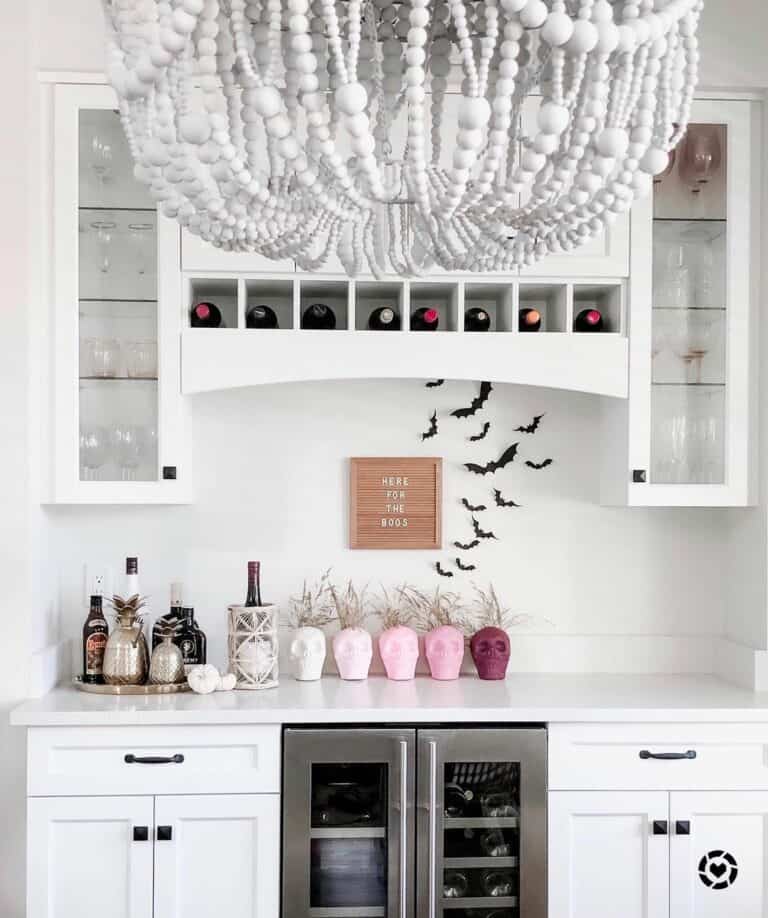 Wine Rack with Ombré Pink Skull Planters