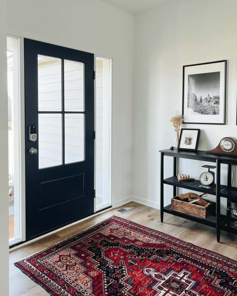 Neutral Entry With Red Accent Rug