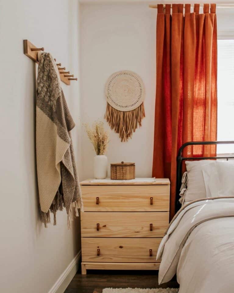 Orange Curtains and Bohemian Style Décor