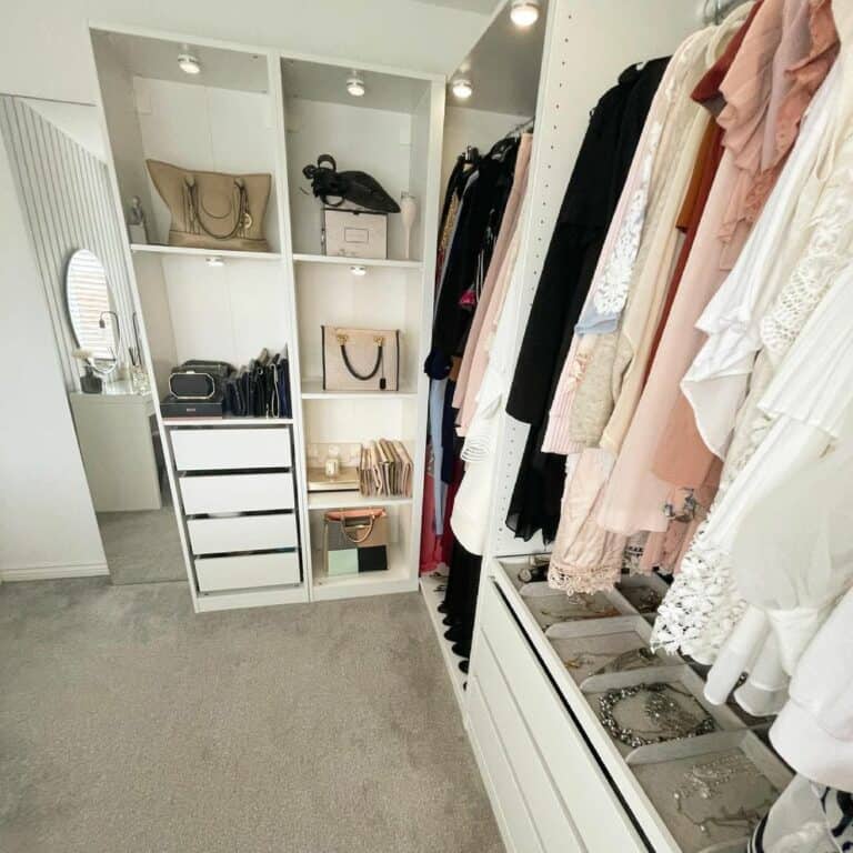 White Tones in Walk-in Wardrobe