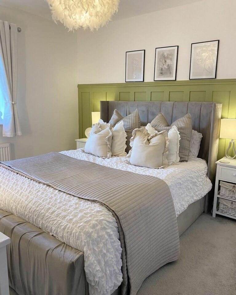 Frames Mounted Over Green Wainscoting