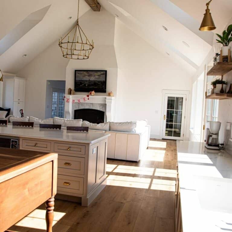 Warm Brown Floors in Vaulted Great Room