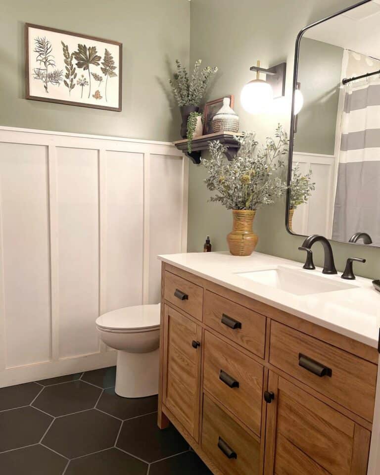 Hexagon Bath Tiles Floor Idea