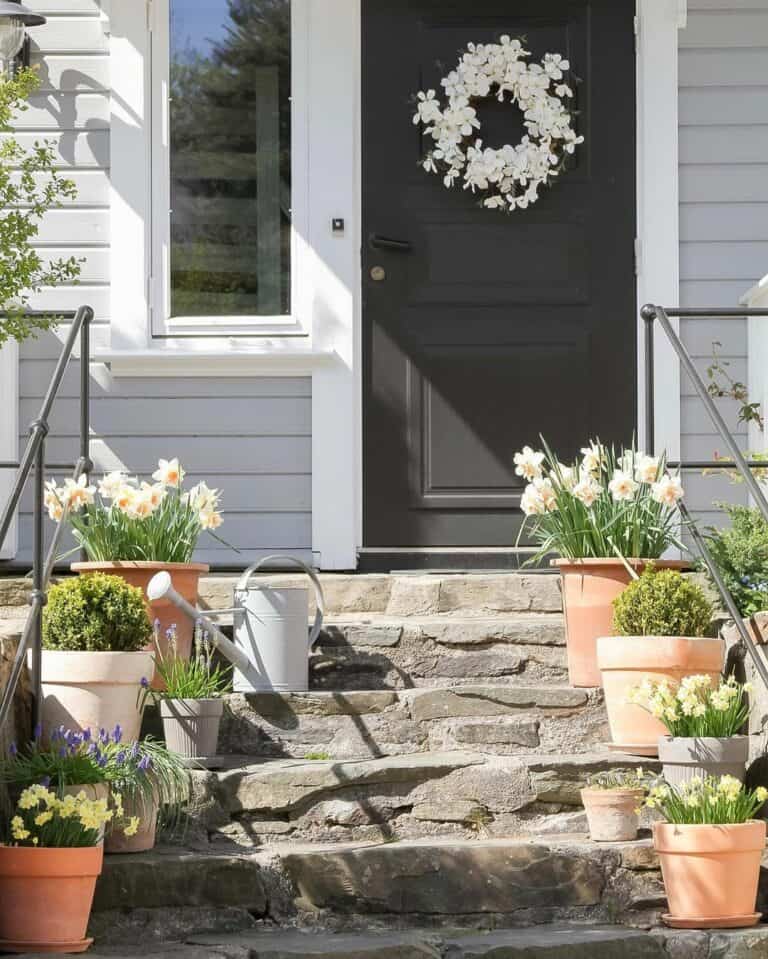 Terra Cotta Pots Create a Pathway