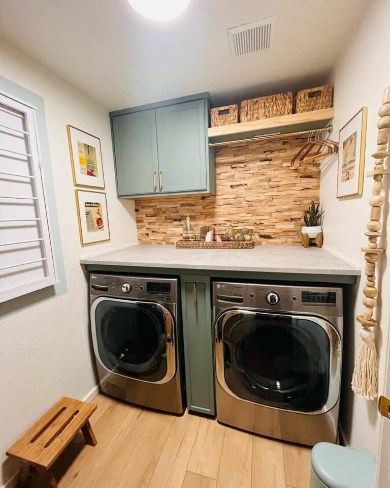 Wood Tiles and Stainless Steel Appliances