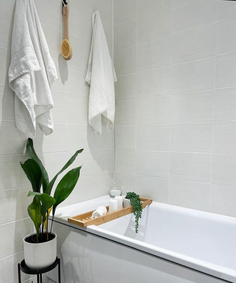 Minimalist Décor Around Alcove Bathtub