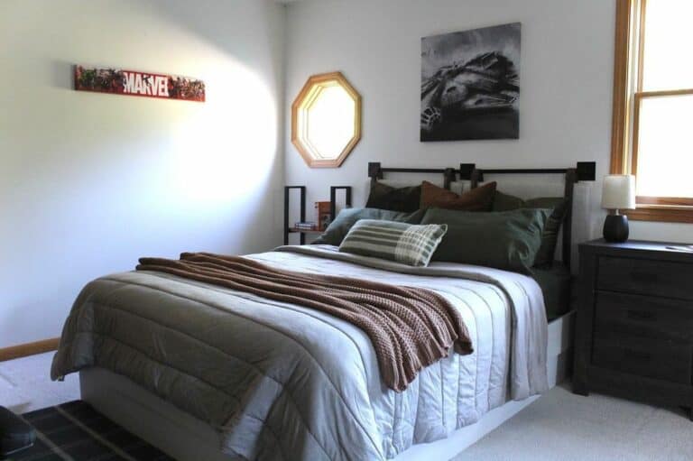 Modern Teenage Room With Marvel Sign