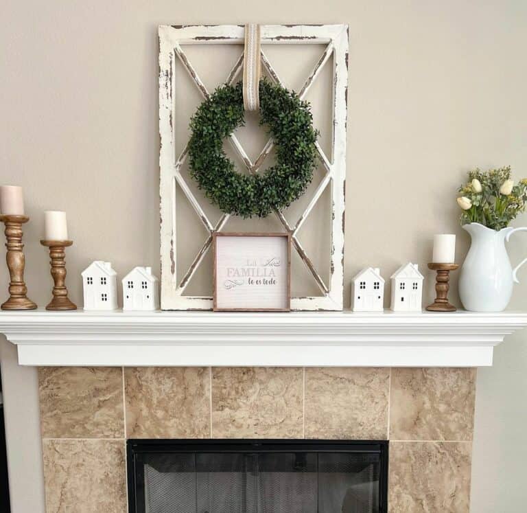 Floating Mantel Embraces Surrounding Neutrals