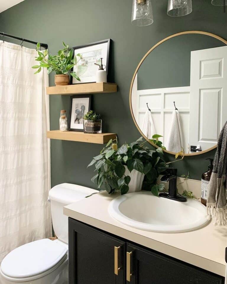Gold Frame Round Bathroom Mirror