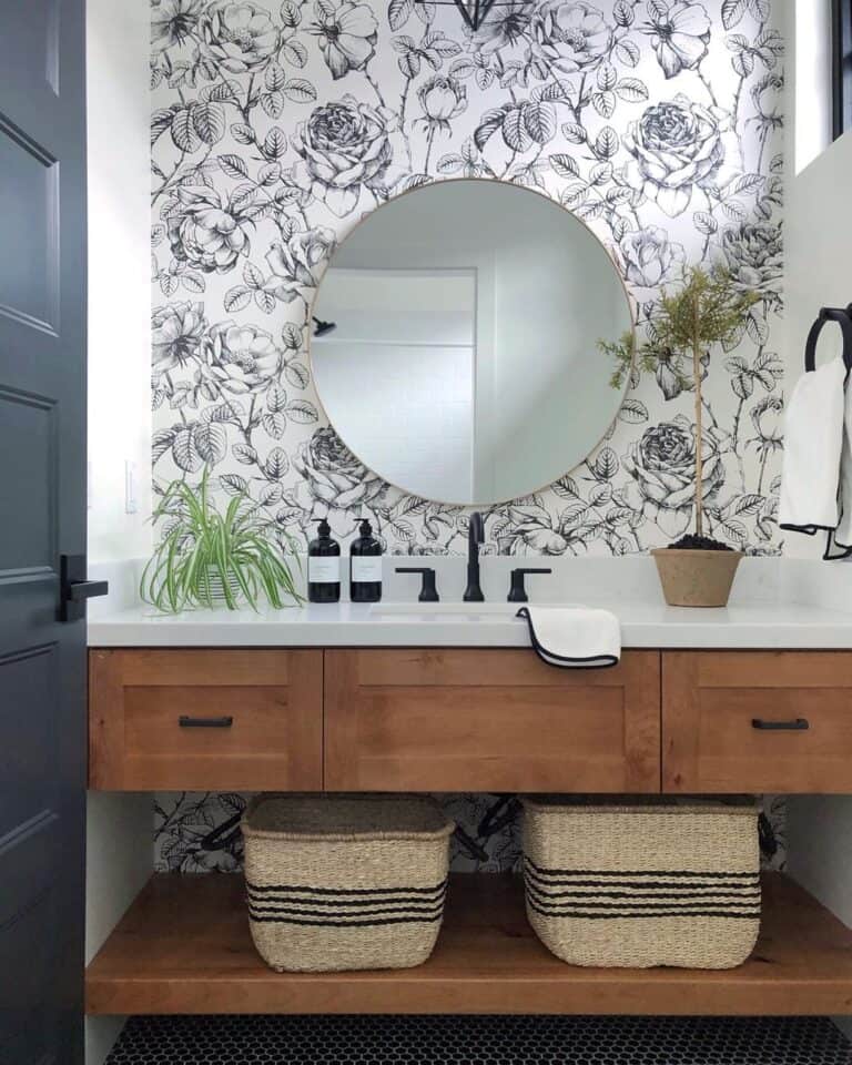 Round Brass Frame Bathroom Mirorr