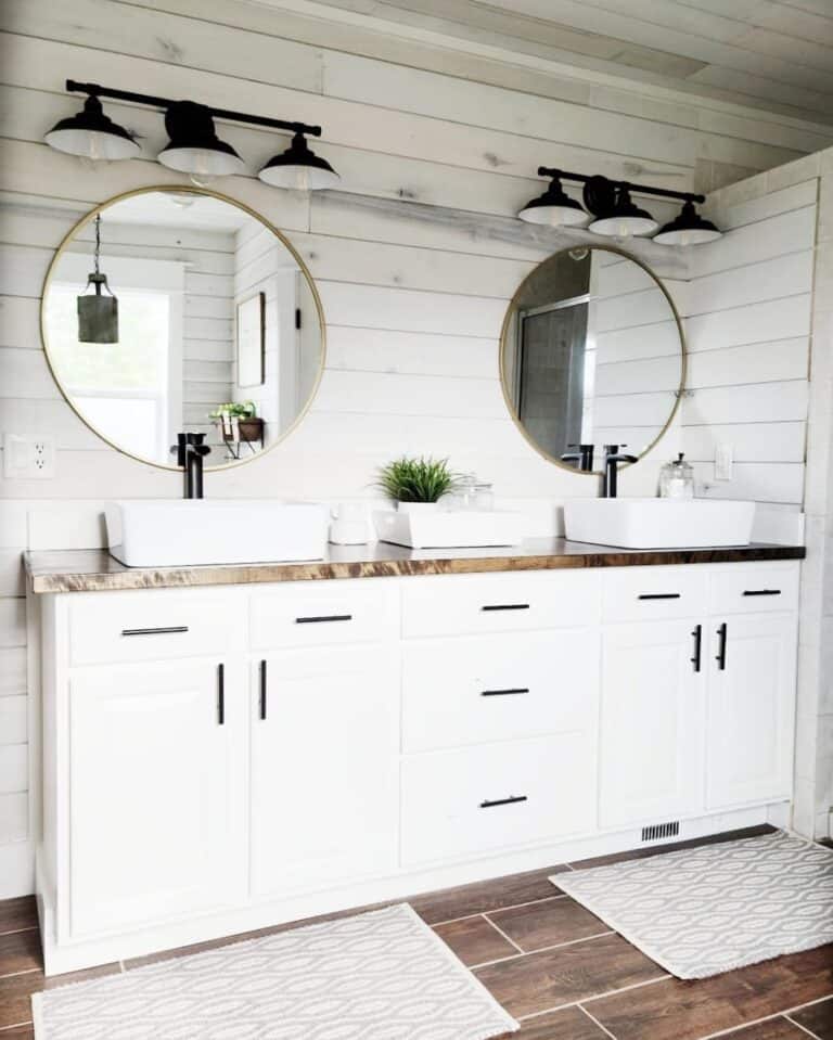 Gold Frame Round Bathroom Mirrors