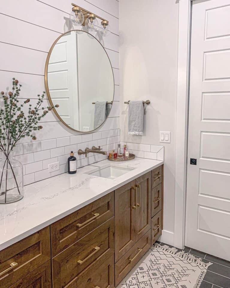 Round Gold Frame Bathroom Mirror