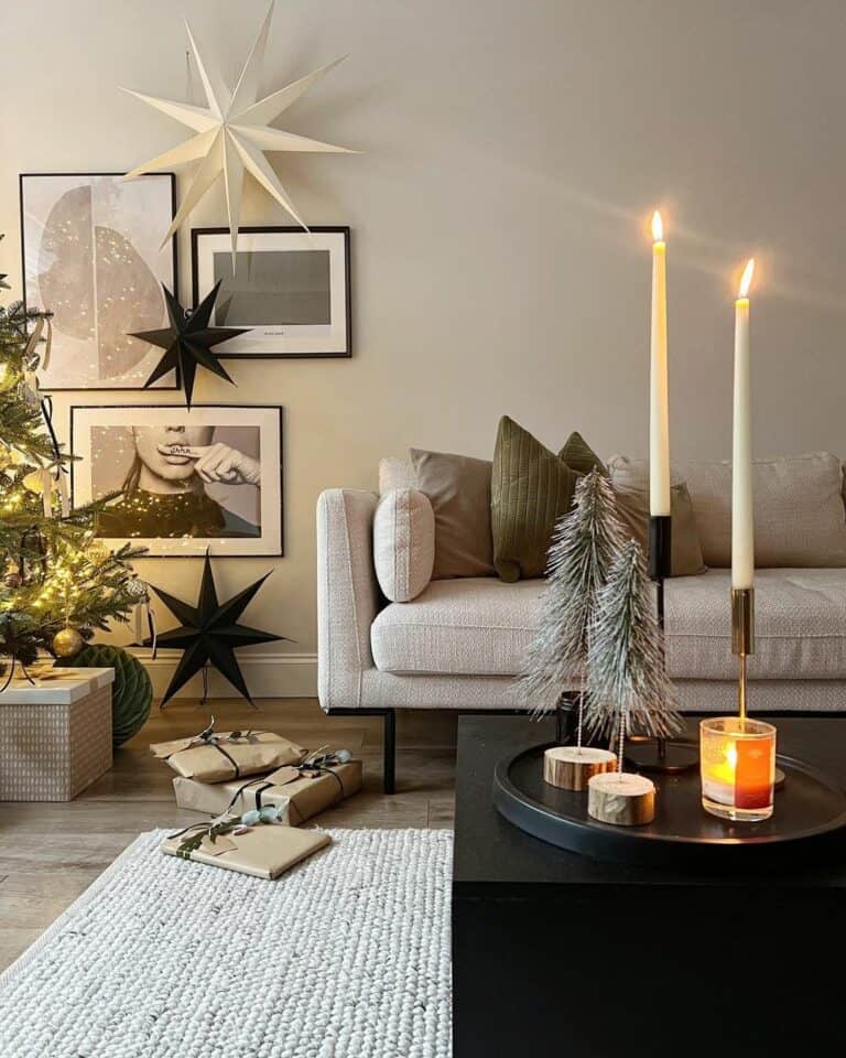 Holiday Décor for a Neutral Living Room