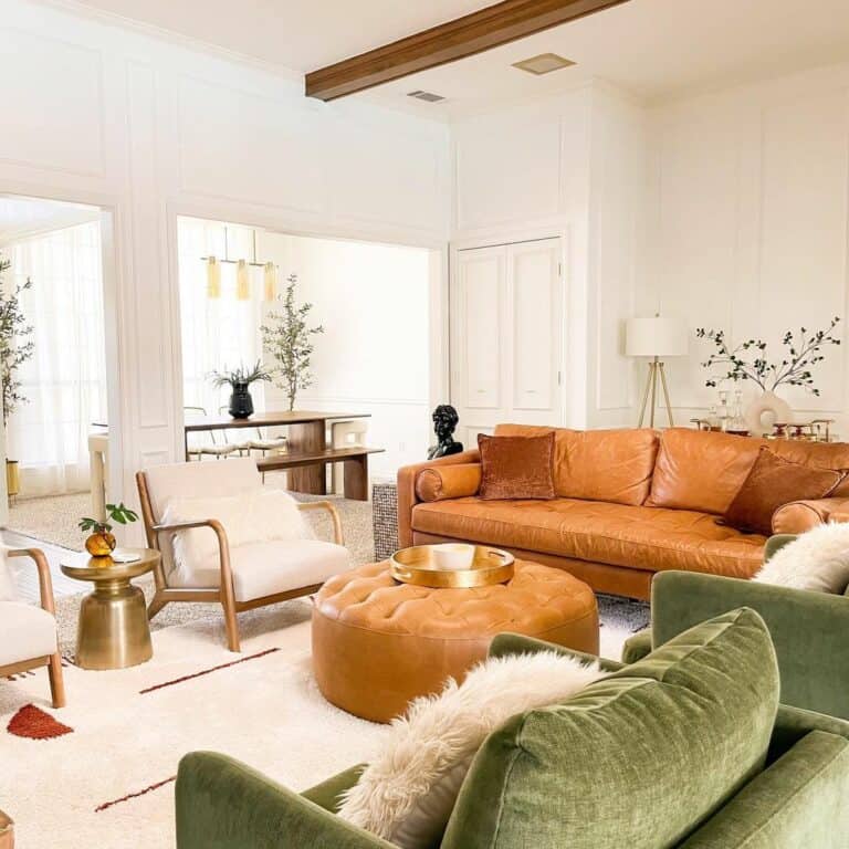 Green Armchairs Offset by White Walls