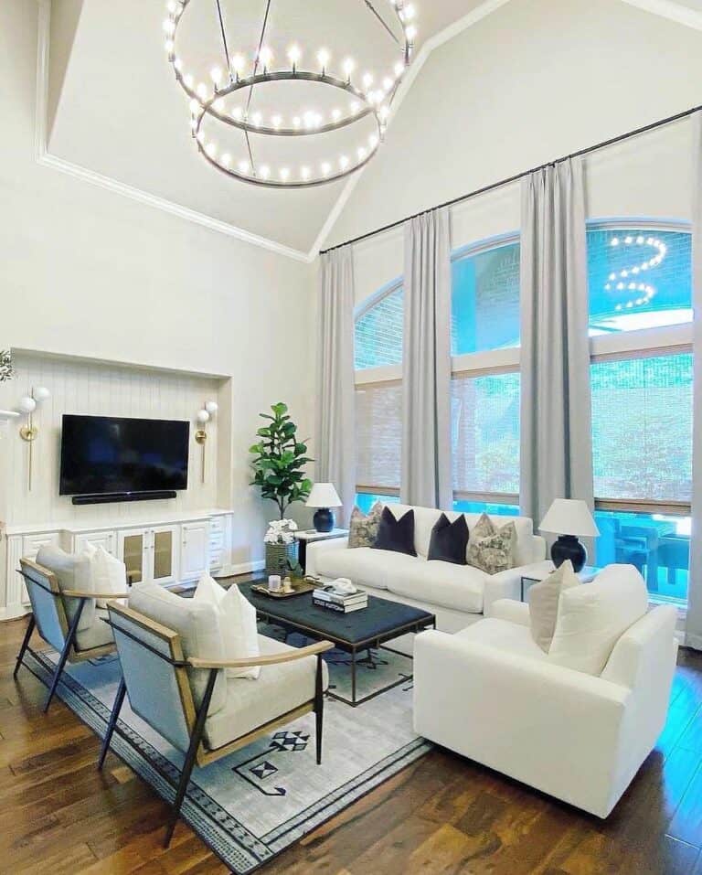 Modern Living Room With Lofty Ceilings